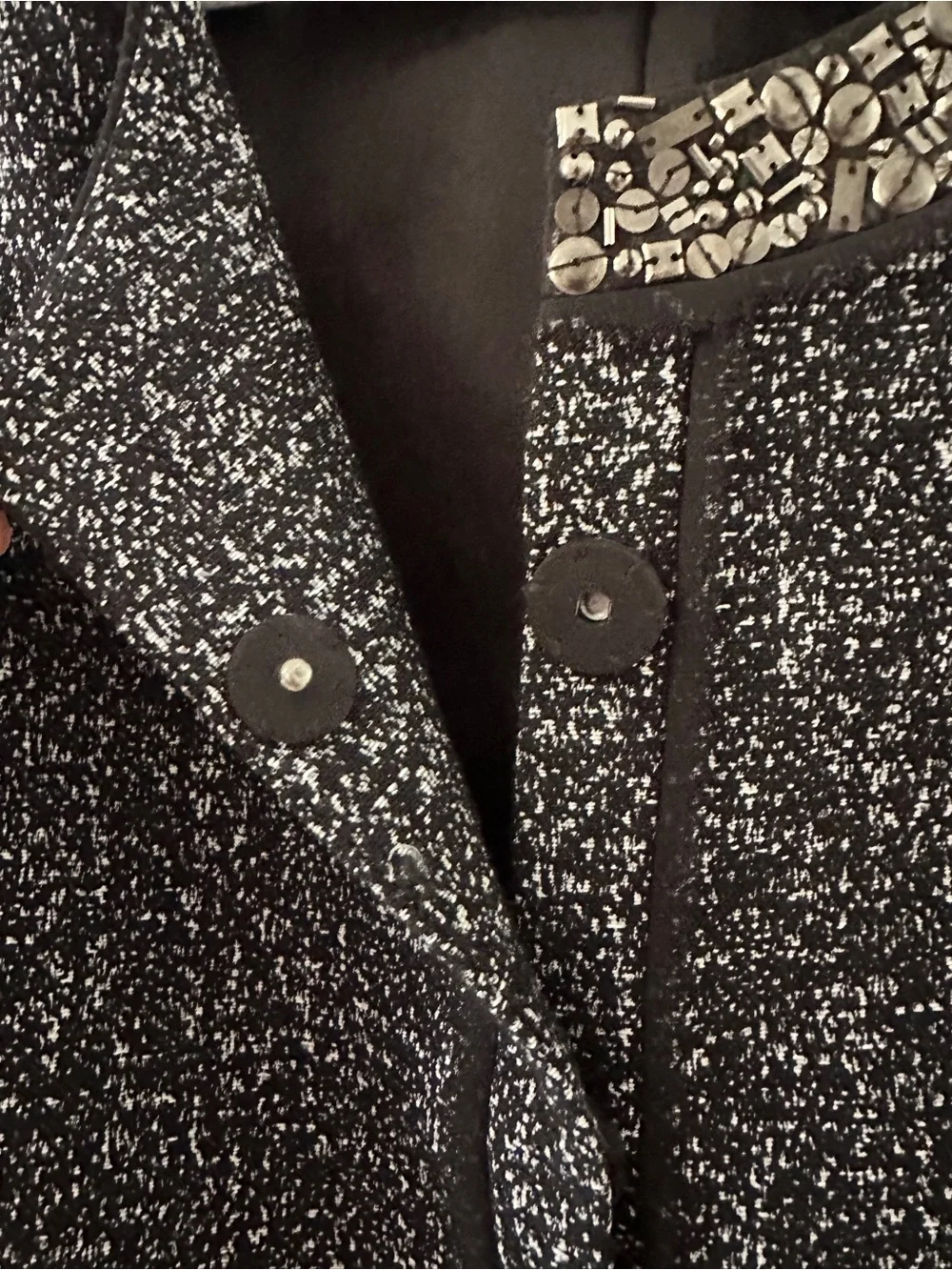 Classiques Entier Black Tweed Embellished Collar Jacket - Picture 5 of 7